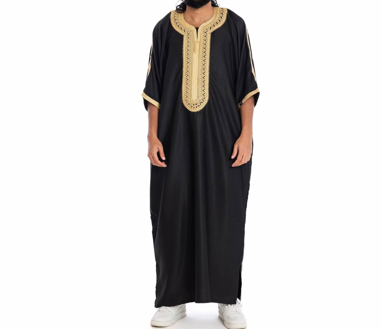 Black and gold shiny morrocan thobe